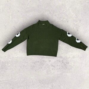 Ultra Flirt Olive Green Sheep Sleeve Sweater 🐑Cottagecore Cozy Knit Medium